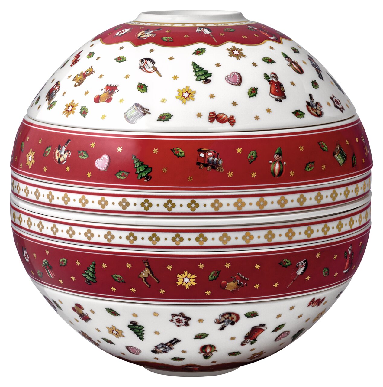 Villeroy & Boch La Boule Keramikkugel mit weihnachtlichen Motiven, seitliche Perspektive