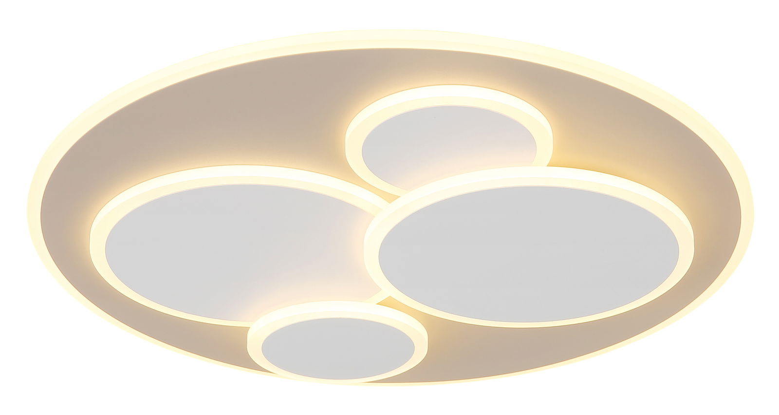 Globo Lighting LED-plafondlamp MONTY Moderne LED-Deckenleuchte mit drei runden, leuchtenden Elementen, seitliche Perspektive