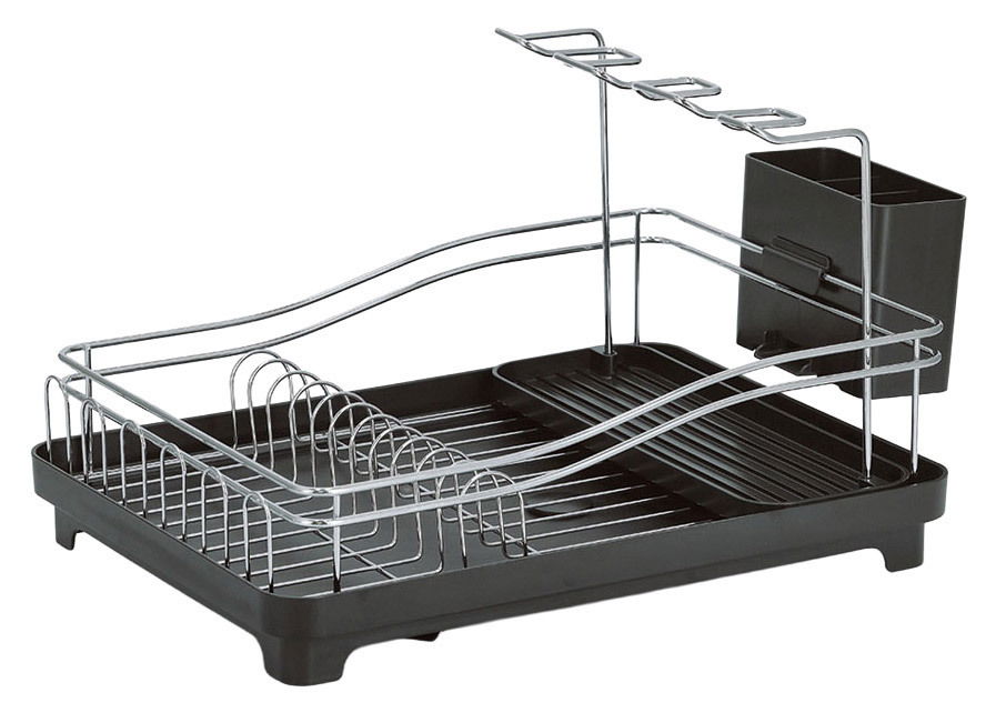 Geschirrabtropfständer aus Metall und Kunststoff, seitliche Perspektive