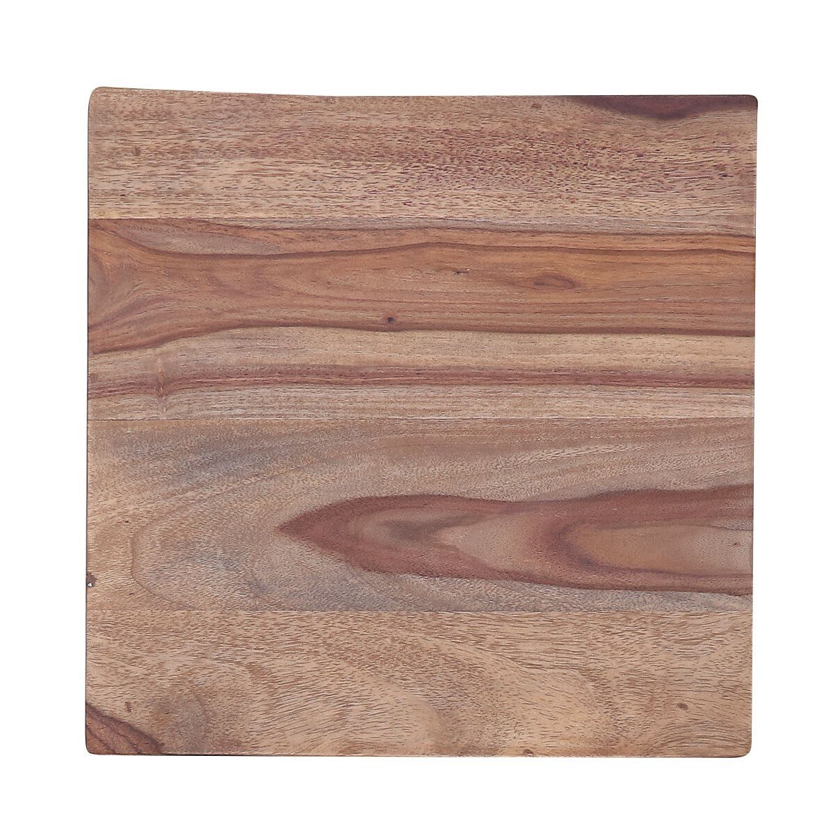 Vogelperspektive auf eine quadratische Holzplatte mit natürlicher Maserung, verwendet für Beistellkonsole.