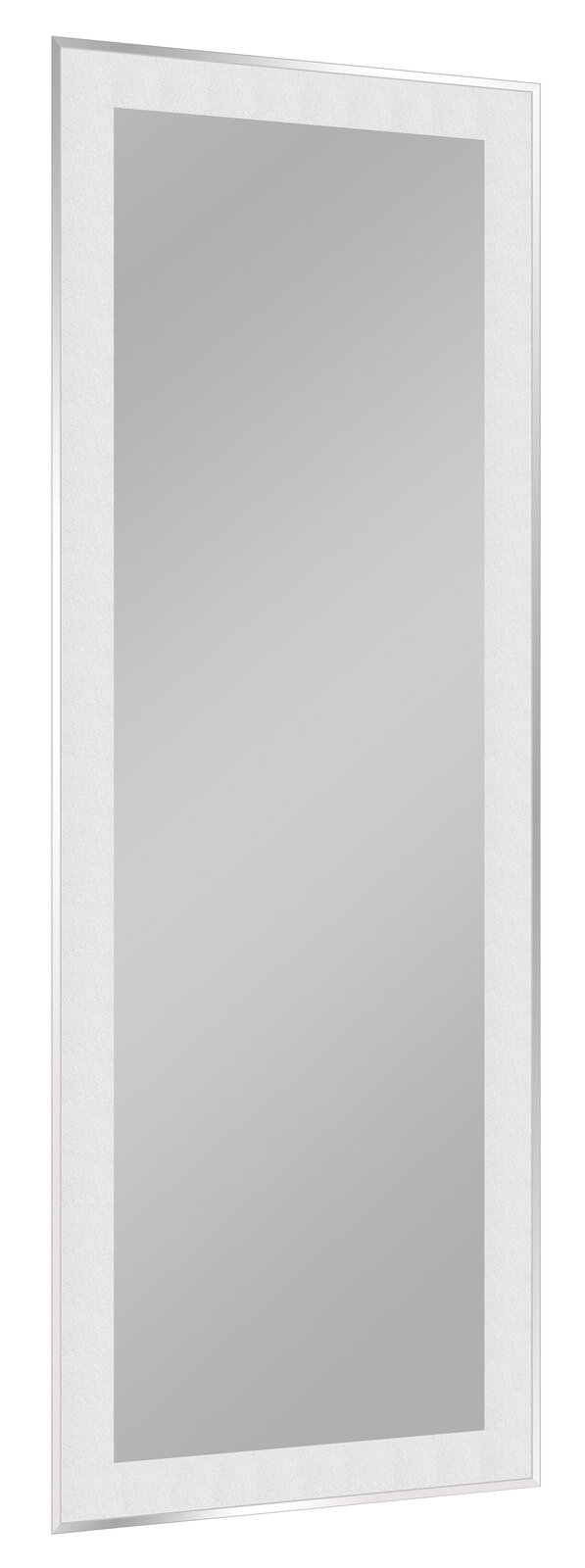 Rechteckiger Spiegel mit silbernem Rahmen, seitliche Perspektive