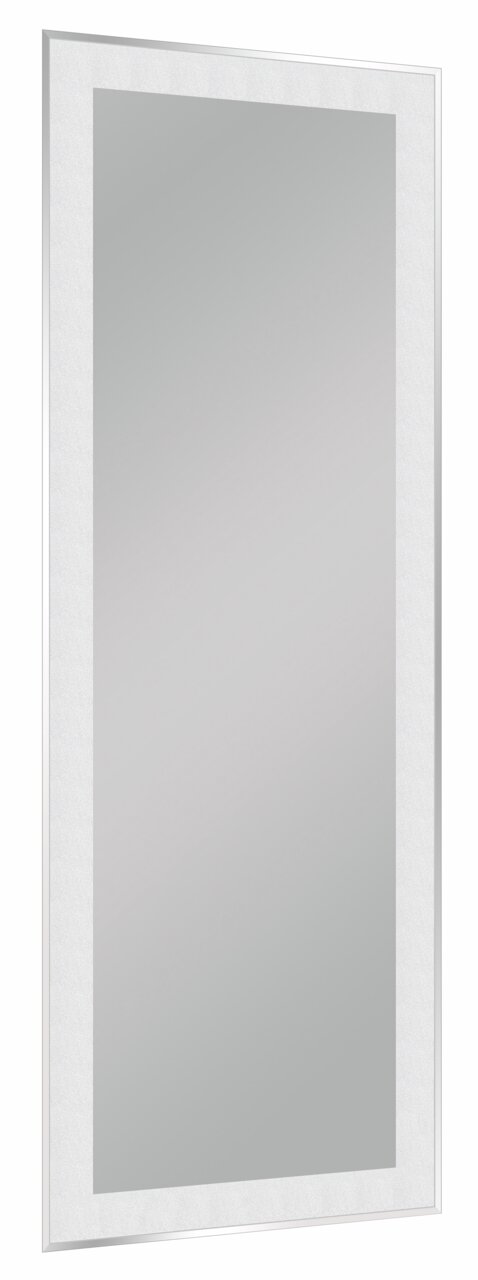 Rechteckiger Spiegel mit silbernem Rahmen, seitliche Perspektive