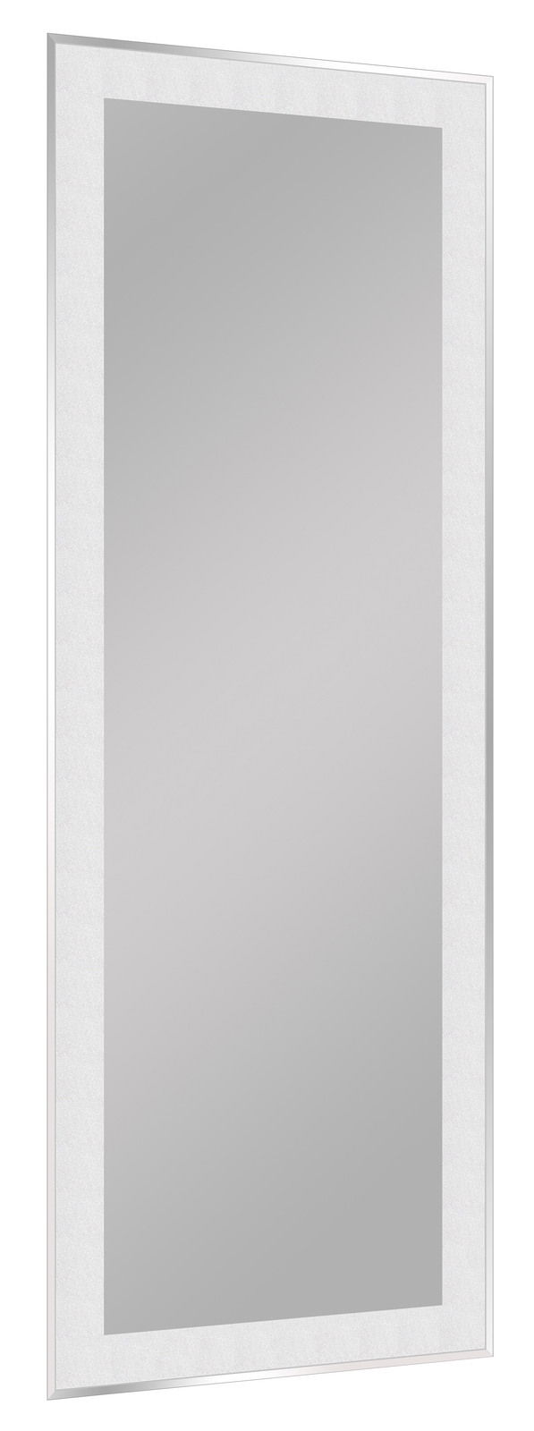 Rechteckiger Spiegel mit silbernem Rahmen, seitliche Perspektive