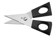 Schwarze Kräuterschere mit 13 cm Länge, aus der Vogelperspektive fotografiert.