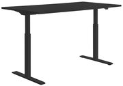 Schwarzer höhenverstellbarer E-Schreibtisch aus seitlicher Perspektive
