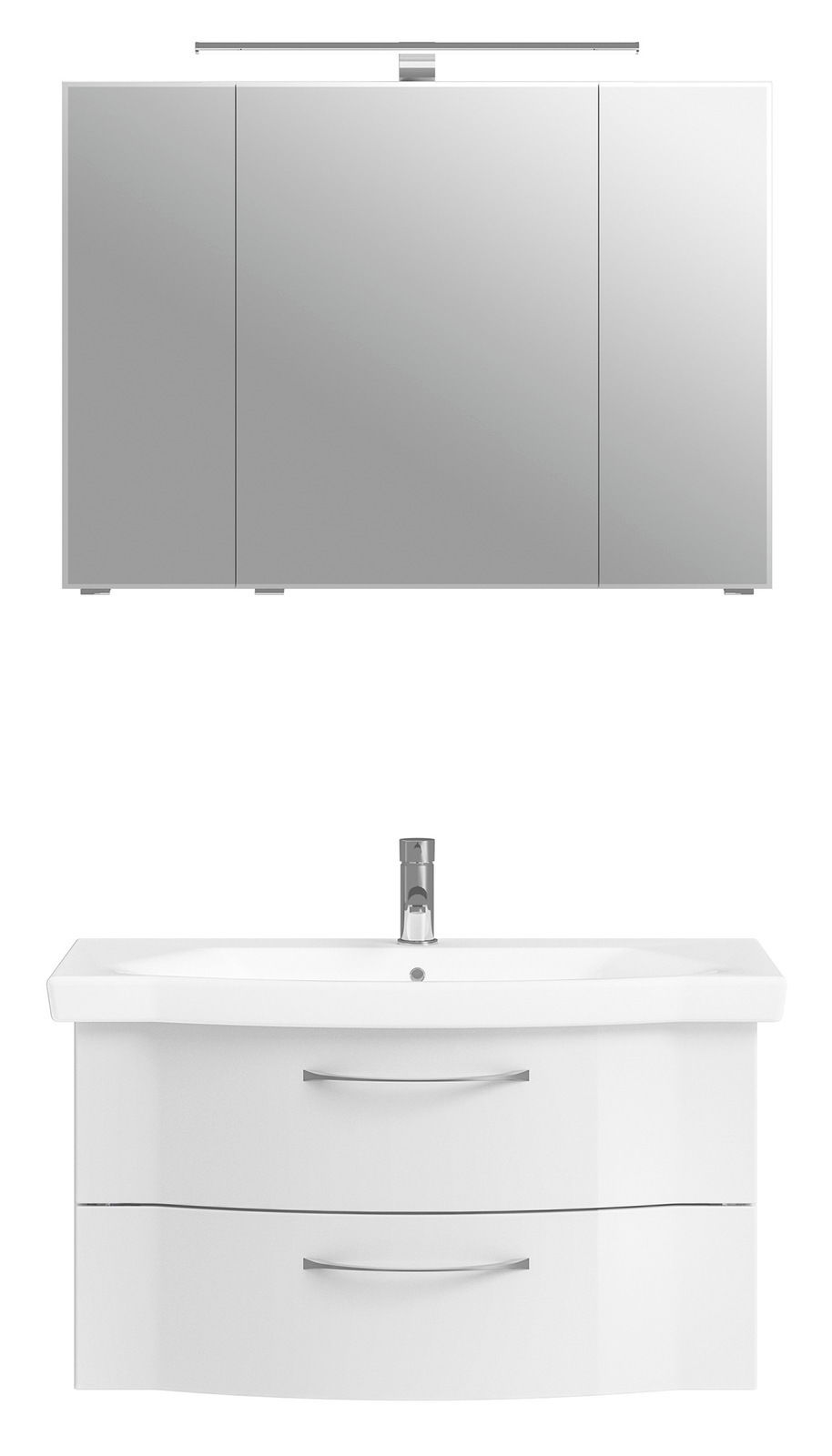 Pelipal Badblok SERIE 6005 SPRINT Moderner Badblock mit Spiegelschrank und Waschbecken, Frontalansicht