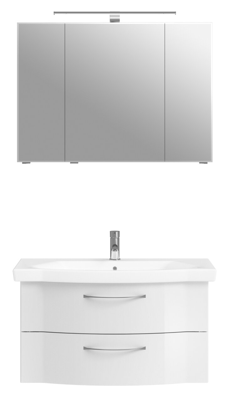Pelipal Badblock SERIE 6005 SPRINT Moderner Badblock mit Spiegelschrank und Waschbecken, Frontalansicht