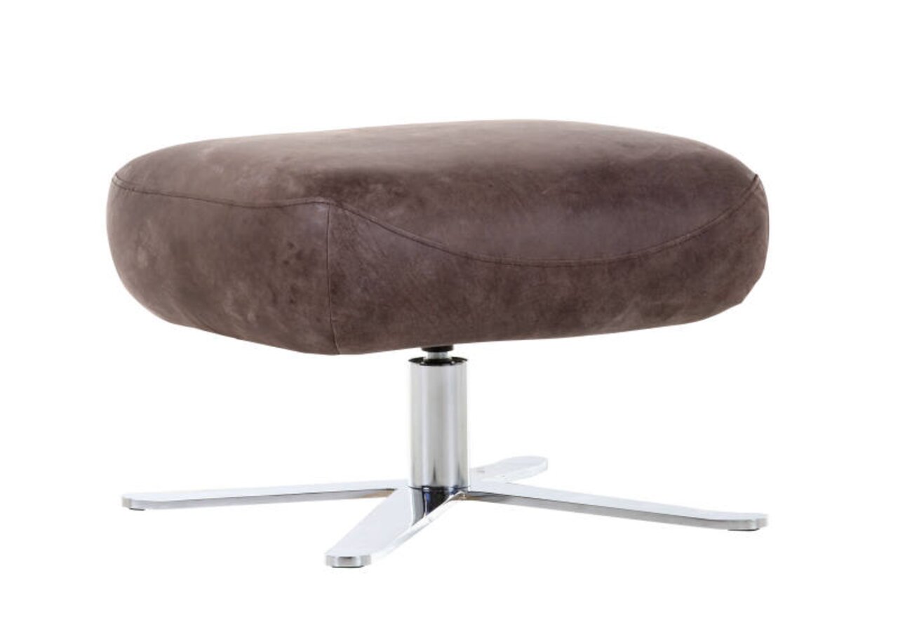 Landscape Drehhocker VALLEY Brauner Drehhocker mit verchromtem Fußgestell, seitliche Perspektive