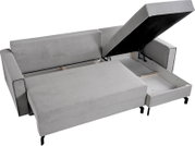 Graues Schlafsofa in L-Form mit Stauraum, Ansicht von oben rechts