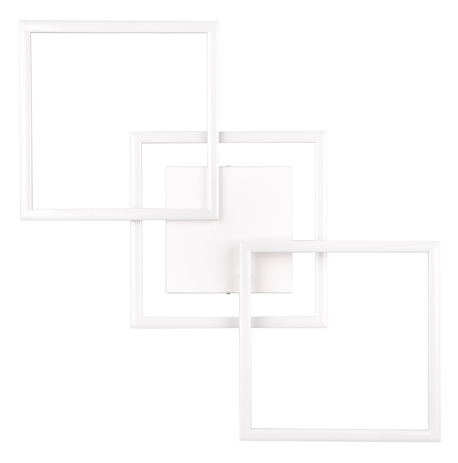 Moderne Deckenleuchte Trail mit drei überlappenden quadratischen Rahmen in Weiß, Ansicht von oben.