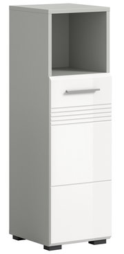 Moderner Standschrank mit offenem Fach und Schubladen, seitliche Perspektive