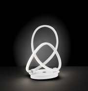 Moderne Tischleuchte INDIGO mit geschwungenem LED-Design, seitliche Perspektive