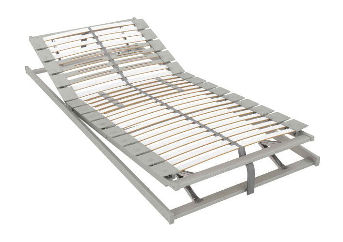 Lattenrost KF 90 x 200 cm in seitlicher Perspektive mit verstellbarem Kopfteil