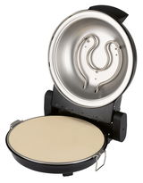 Offener Pizza Maker mit Heizspirale und Pizzastein, seitliche Perspektive
