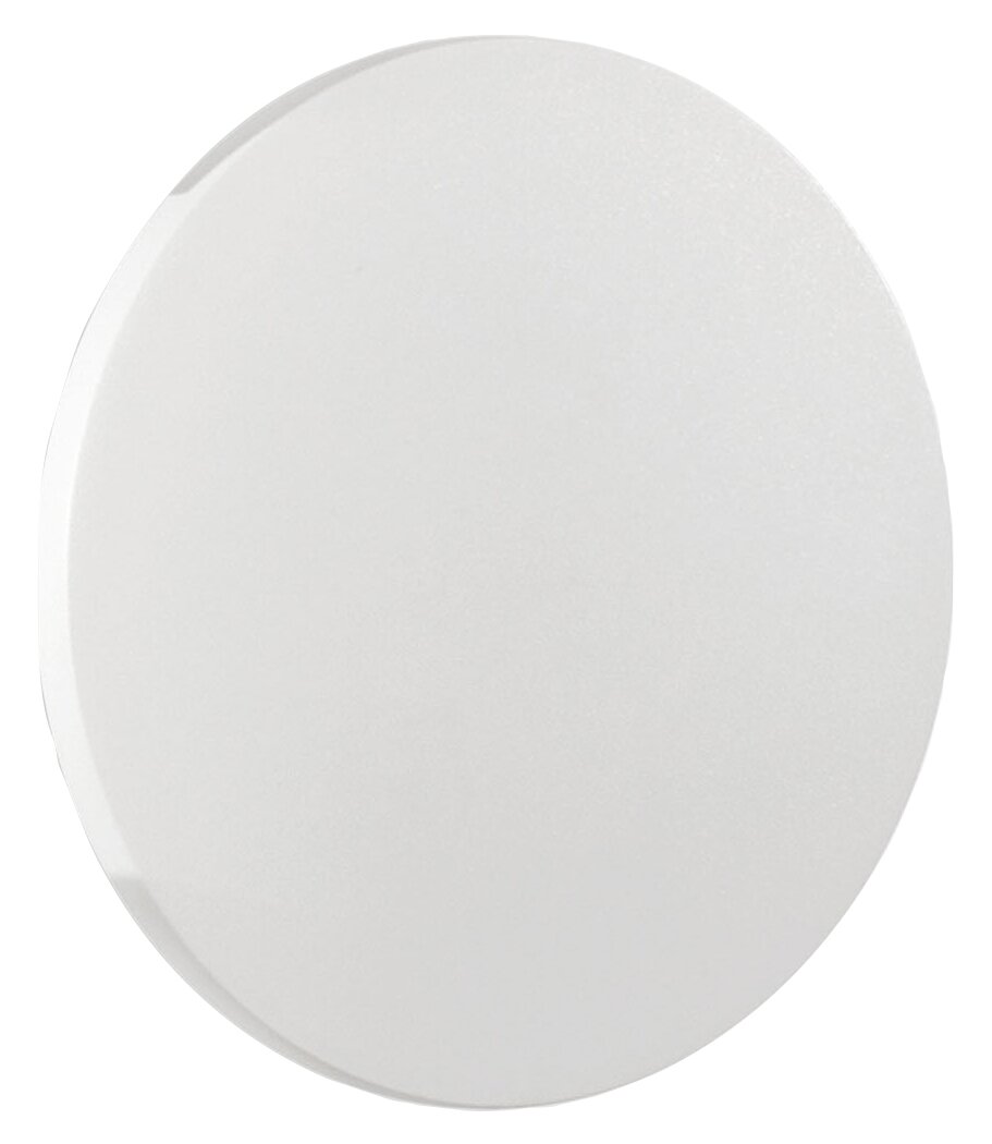 Runde, weiße LED-Außenwandleuchte von Fabas Luce, Modell ZON, in Frontalansicht