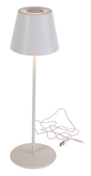 LED Tischleuchte Lys in Weiß, 12x38cm, mit USB-Anschluss, seitliche Perspektive