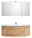 Sadena Badkombination 3-tlg. PLAKA Frontale Ansicht einer dreiteiligen Badkombination mit Spiegelschrank und Waschtisch in Holzoptik.