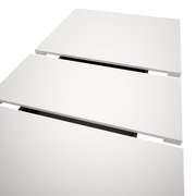 Moderner weißer Esstisch mit erweiterbarer Tischplatte, Ansicht von oben