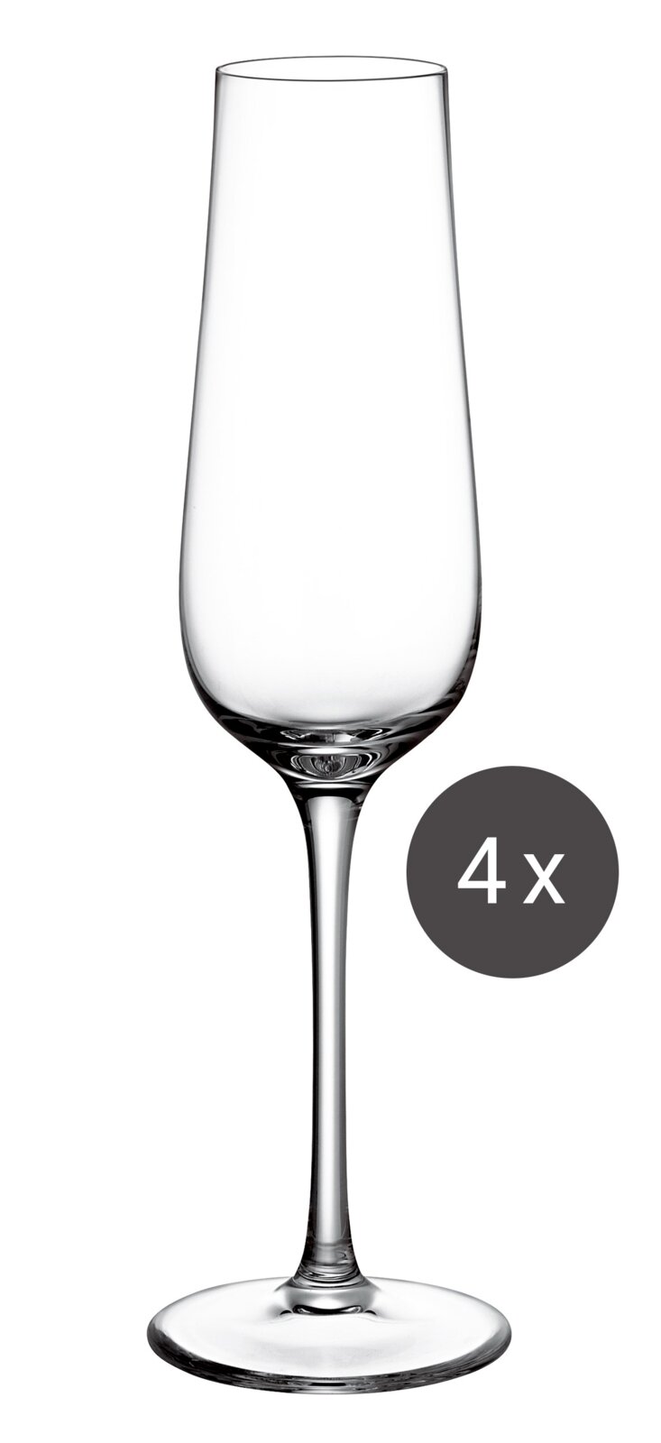 Villeroy & Boch Sektglas 4er-Set PURISMO Sektglas in Nahaufnahme, Teil eines 4er-Sets, aufrecht stehend