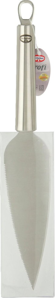 Tortenmesser 31cm Profi von Dr. Oetker, frontal abgebildet mit Edelstahlgriff und gezackter Klinge.