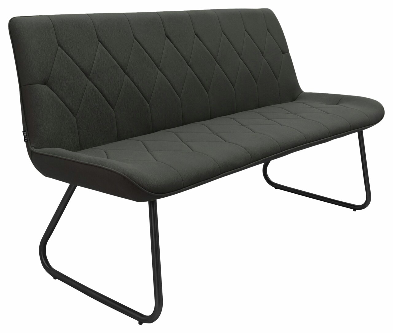 Novel Bank HENRY Moderne, dunkelgraue Bank mit gepolsterter Sitzfläche und Rückenlehne, seitliche Perspektive
