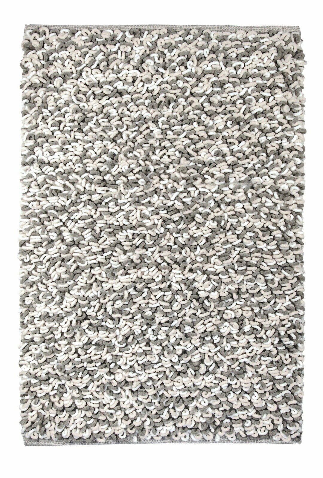 Grauer Badteppich mit dichter, strukturierter Oberfläche, Draufsicht