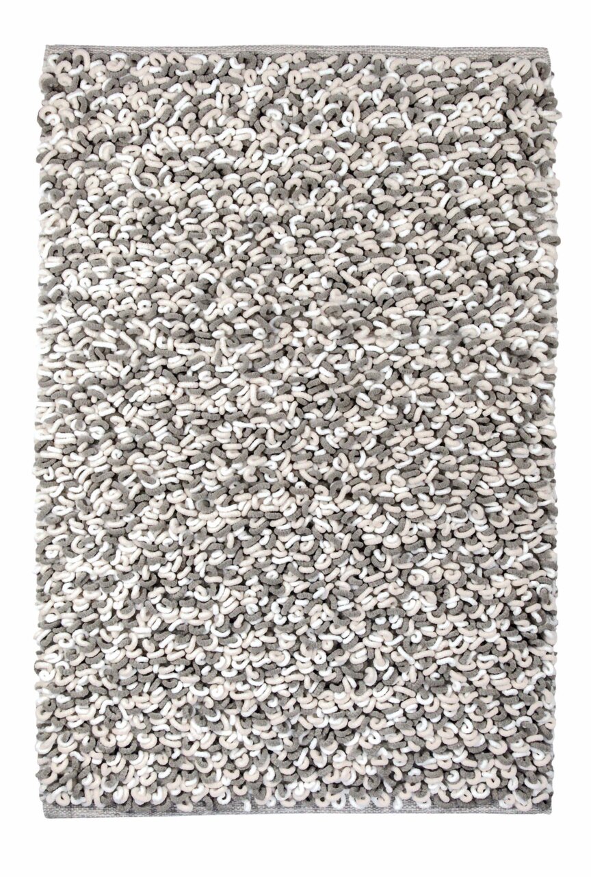 Grauer Badteppich mit dichter, strukturierter Oberfläche, Draufsicht