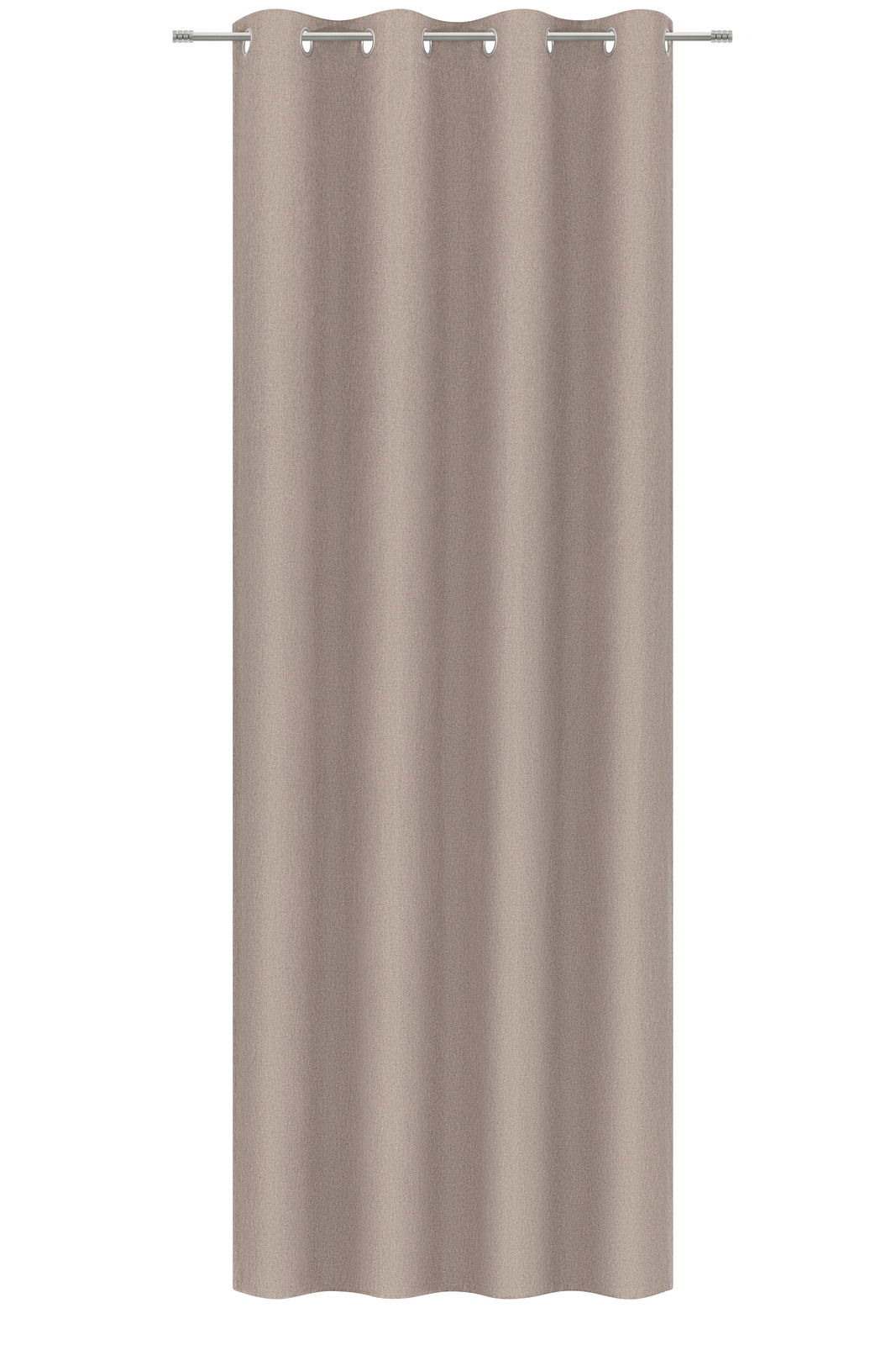 Esposa Ösenschal 130x245cm Beiger Ösenschal aus Stoff, frontal fotografiert, mit gleichmäßigen Falten und silbernen Ösen an der Oberseite.