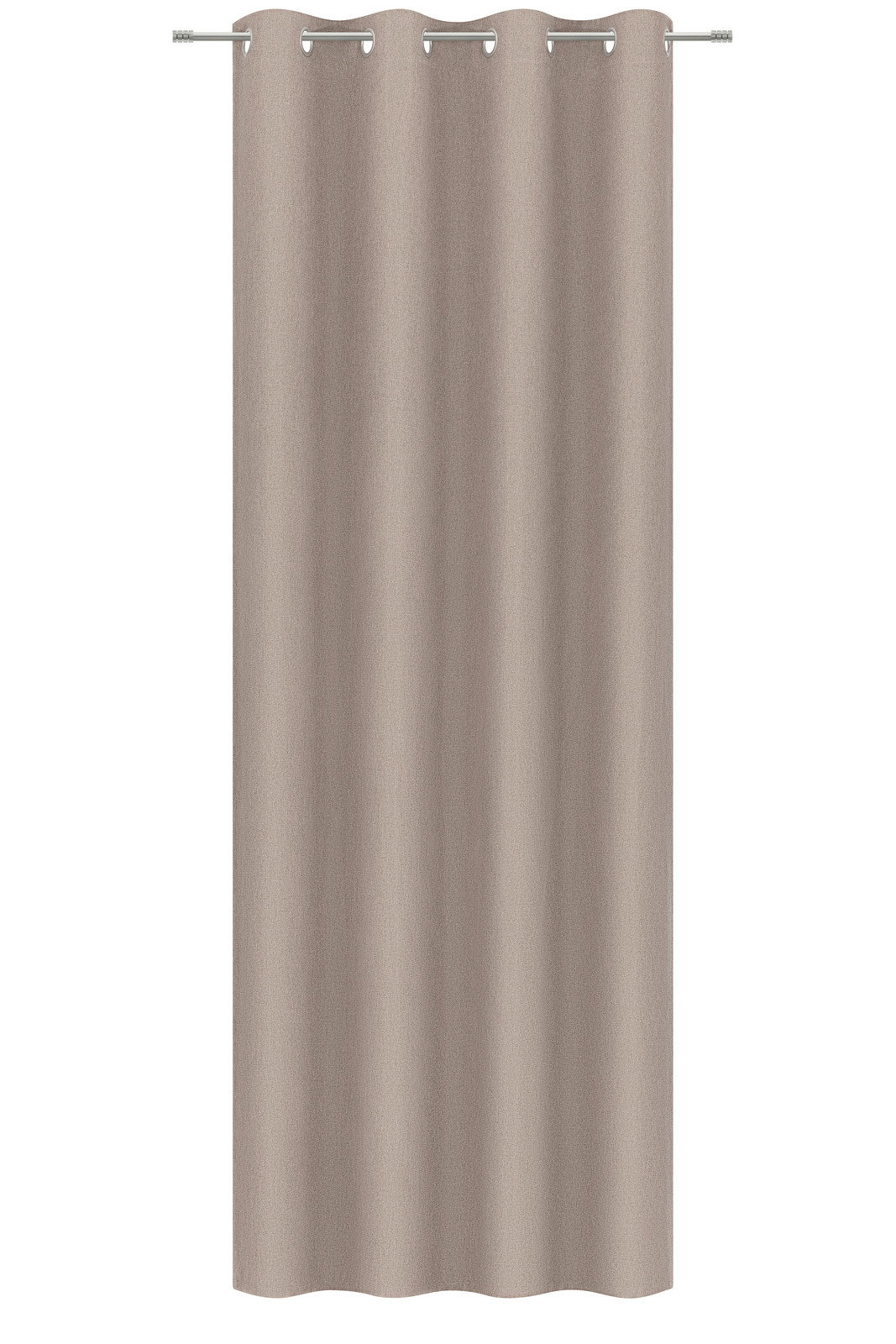 Esposa Ösenschal 130x245cm Beiger Ösenschal aus Stoff, frontal fotografiert, mit gleichmäßigen Falten und silbernen Ösen an der Oberseite.