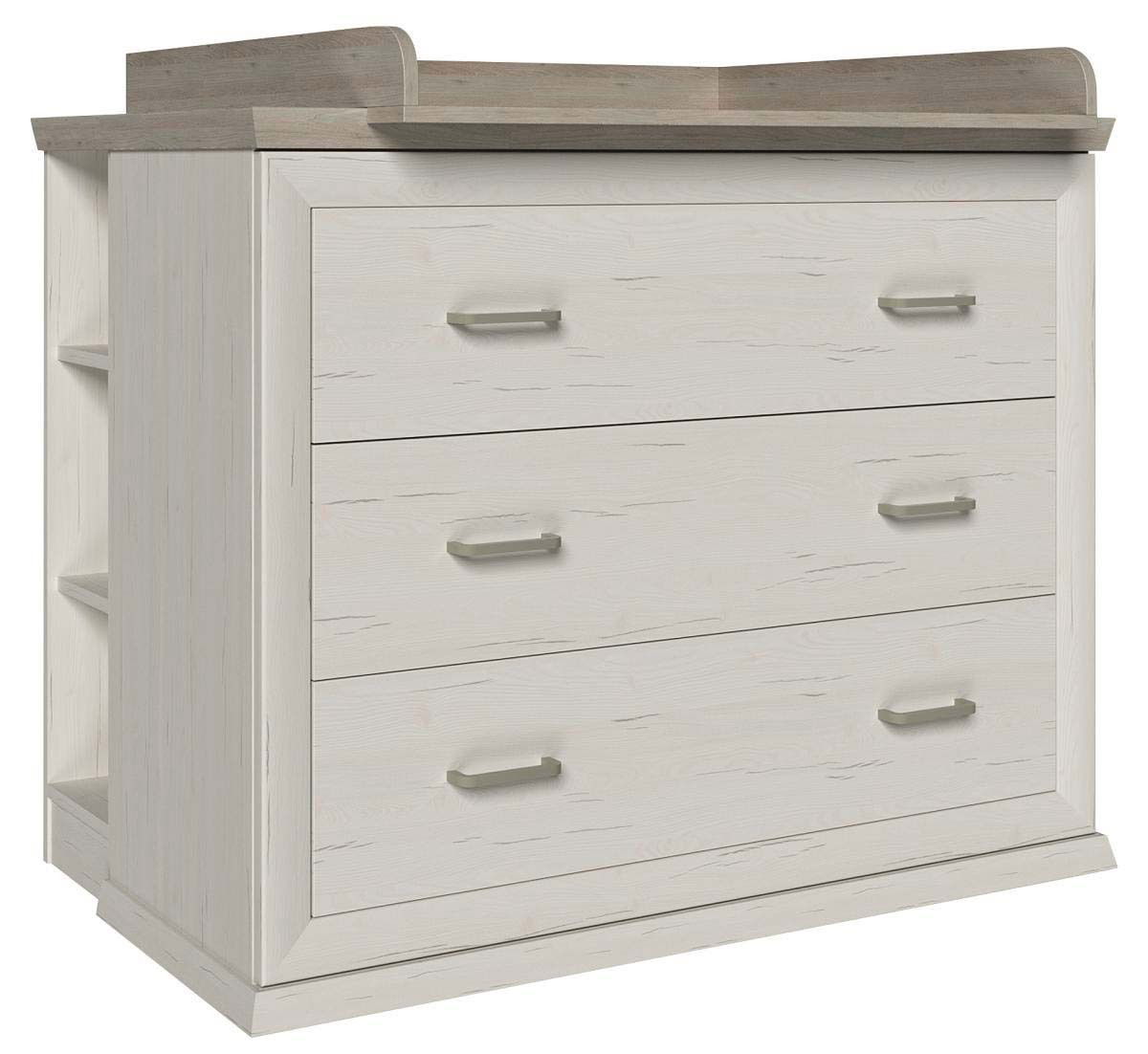 MyBaby Wickelaufsatz+Unterstellregal CAMRON Wickelaufsatz mit Unterstellregal in Holzoptik, dreischubladig, seitliche Perspektive