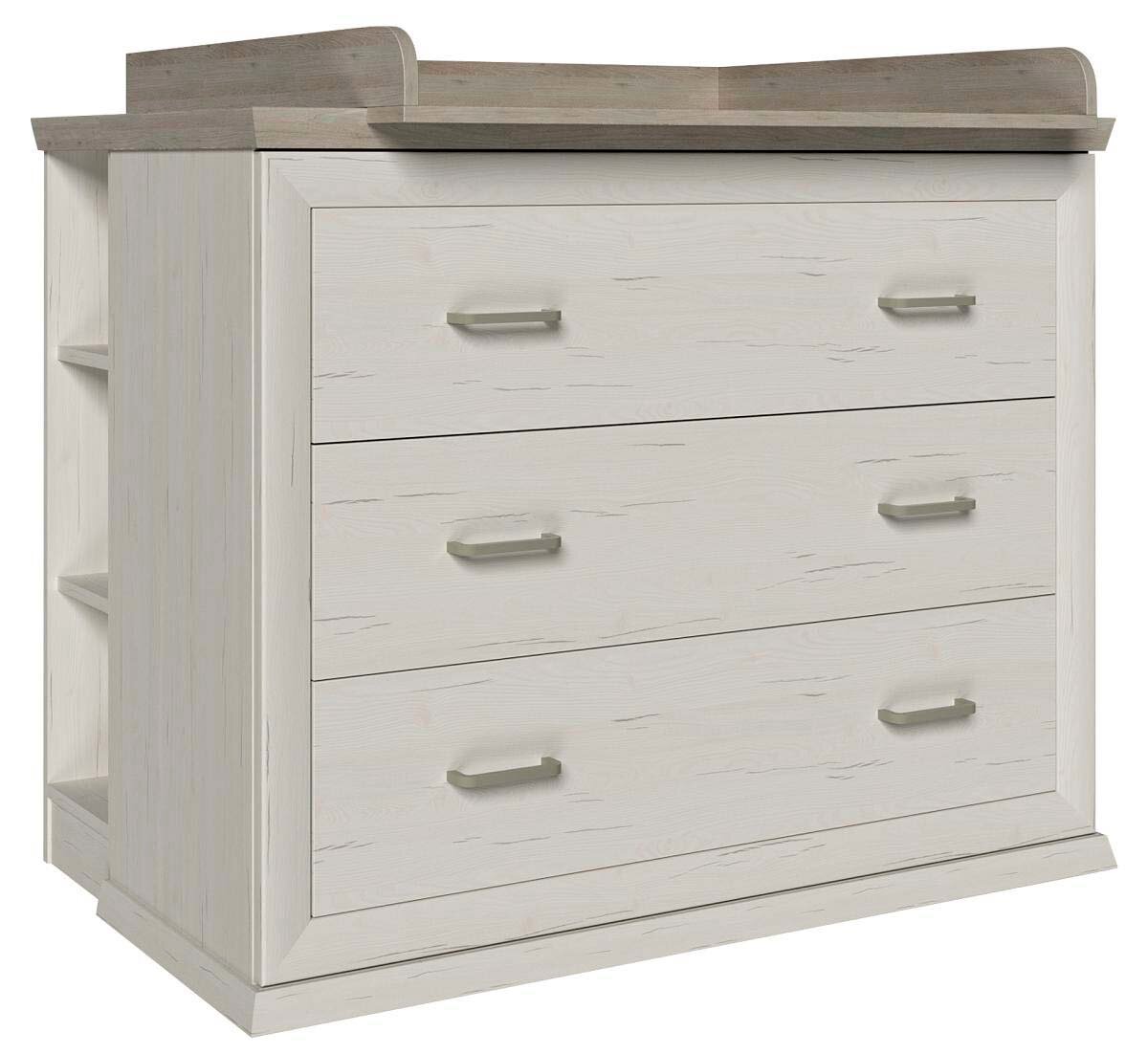 MyBaby Wickelaufsatz+Unterstellregal CAMRON Wickelaufsatz mit Unterstellregal in Holzoptik, dreischubladig, seitliche Perspektive