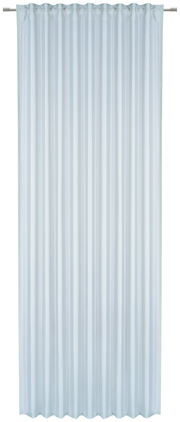 Fertigvorhang in Weiß mit gleichmäßigen Falten, frontal aufgenommen