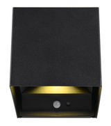 Schwarze Akku Wandleuchte TALENT mit goldener Innenfläche, frontale Perspektive