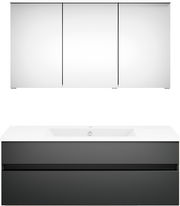 Moderne Badkombination mit Spiegelschrank und Waschbeckenunterschrank, Frontalansicht