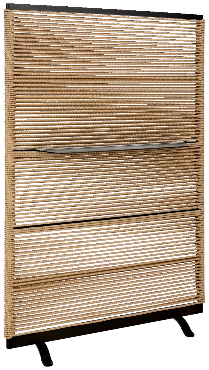Dieter Knoll CELIA Paravent aus Holz mit horizontalen Lamellen, seitliche Perspektive