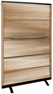 Paravent aus Holz mit horizontalen Lamellen, seitliche Perspektive
