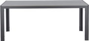 Moderner Gartentisch 180x92 cm in grauer Farbe, frontal abgebildet.