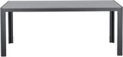Moderner Gartentisch 180x92 cm in grauer Farbe, frontal abgebildet.