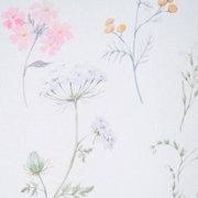 Aquarellartige Blumenillustration in Pastelltönen auf hellem Hintergrund, Draufsicht/Frontansicht auf die flache Oberfläche