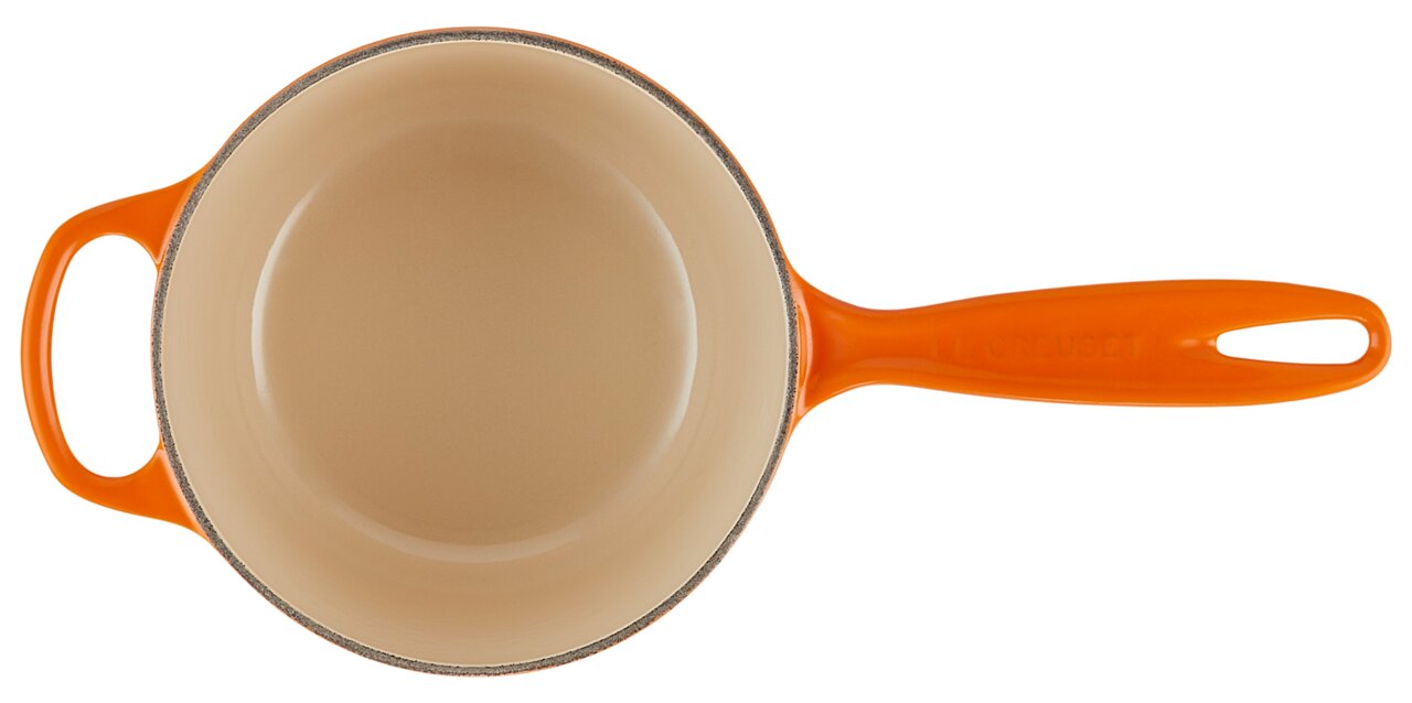 Runde Stielkasserolle, 16 cm, orange, Draufsicht