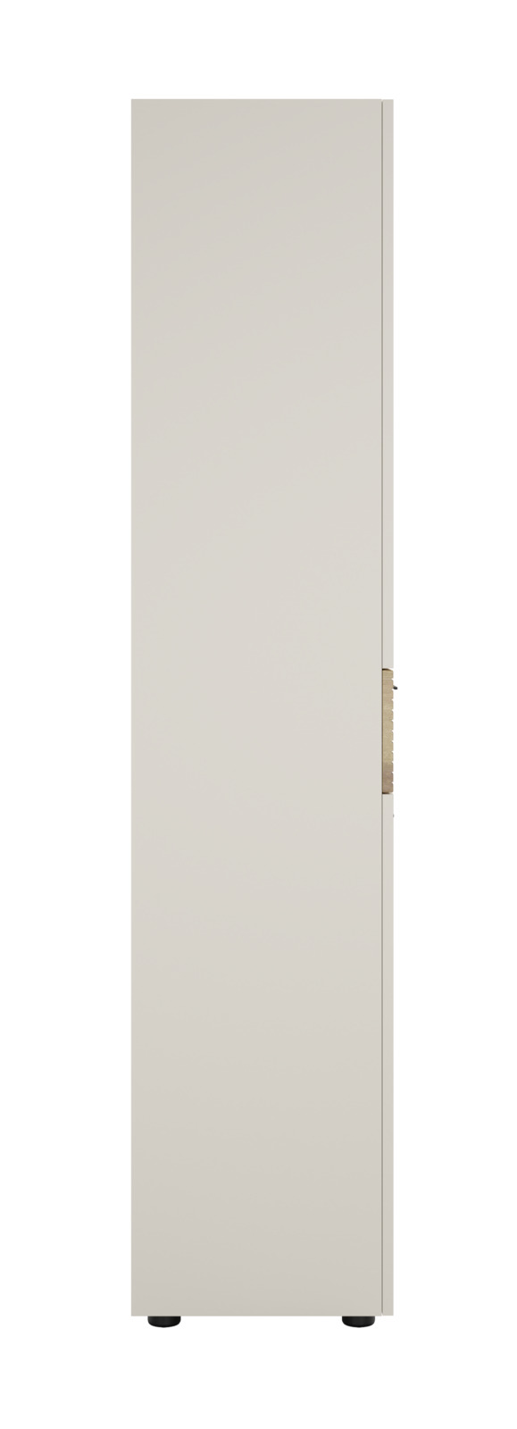 Seitenansicht eines schlichten, hohen Aktenschranks in neutraler Farbe.