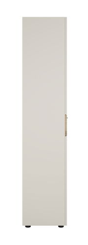 Seitenansicht eines schlichten, hohen Aktenschranks in neutraler Farbe.