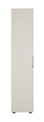 Seitenansicht eines schlichten, hohen Aktenschranks in neutraler Farbe.