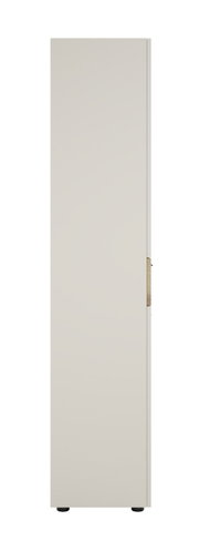 Seitenansicht eines schlichten, hohen Aktenschranks in neutraler Farbe.