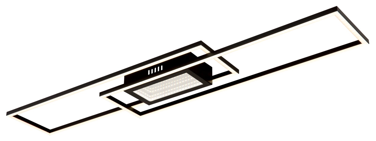 Moderne plafondlamp met rechthoekig ontwerp, zijaanzicht