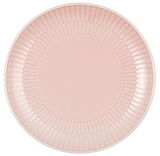 Runder Brotteller in zartem Rosa mit geriffeltem Rand, Draufsicht