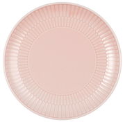 Runder Brotteller in zartem Rosa mit geriffeltem Rand, Draufsicht