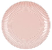 Runder Brotteller in zartem Rosa mit geriffeltem Rand, Draufsicht