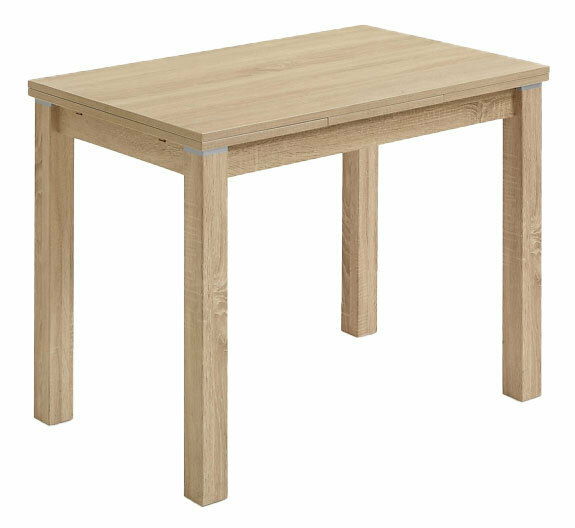 Holzesstisch in heller Holzoptik, perspektivisch von vorne rechts fotografiert