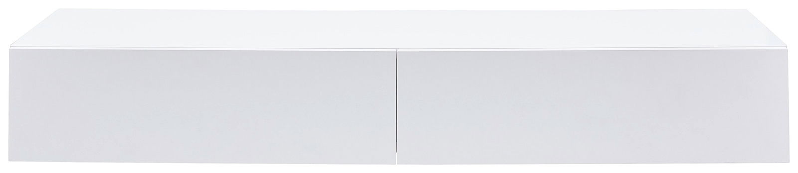 Weiße Wandkonsole mit zwei Türen, frontale Ansicht
